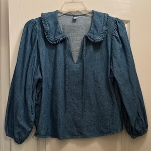 Old Navy Denim Peasant Blouse - Blue